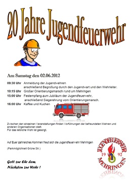 20 Jahre Jugendfeuerwehr